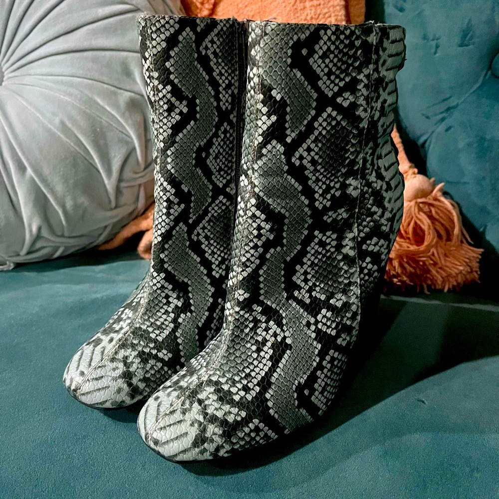 Missguided Faux Snakeskin Booties